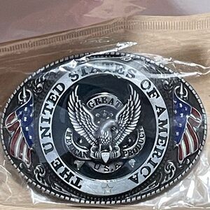 United States of America Eagle Belt Buckle – Patriotic Western Style – New